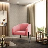 Poltrona Pé De Ferro Preto Sala De Estar Stella Suede D03 - D&#39;rossi Cor Rose
