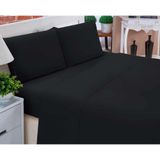 Jogo De Lençol Casal Linha Charme Cama Box 3 Peças Preto
