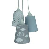 Lustre Pendente Quarto Infantil Nuvens Cinza E Branco Bivolt