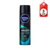 Kit C/03 Nivea Deep Carvão Ativado Desodorante Aerosol 150ml