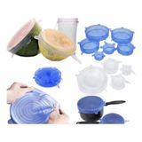 Kit 6 Tampas De Silicone Elástica Para Pote Panela Forma