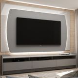 Rack Com Painel Para Tv Até 75 Polegadas Com Led Sublime 220 Gelius Móveis Cinza/off White