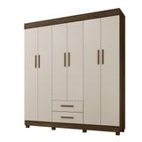Roupeiro Copacabana New 6 Portas 2 Gavetas Benetil Imbuia/off White