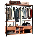 Guarda Roupa Closet Casal Barcelona Industrial 174cm 02 Gavetas Demolição Preto - Abmaza