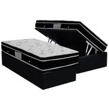 Cama Box Baú Solteiro: Colchão Molas Bonnel Ortobom Nanolastic Physical + Base Crc Courano Black(88x188)