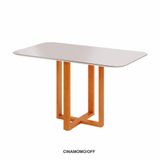 Mesa Belissima Candian 1,20 X 0,80 Com Vidro Canto Copo Cinamomo/ Off White