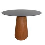 Mesa De Jantar Cone 80 Cm Base Madeira Natural Mogno E Tampo Laqueado Cor Preto