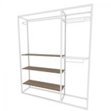 Arara Closet, Industrial, Aberto C/14pçs Branco E Amadeirado