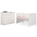 Quarto Infantil Berço Doce E Cômoda Infantil Helena Cor Branco Brilho - Phoenix Baby