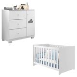 Quarto Infantil Berço Doce Sonho Com Cômoda Infantil Ane Cor Branco - Phoenix