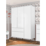 Guarda Roupa Infantil Melissa Retrô 3 Portas 2 Gavetas Cor Branco - Phoenix Baby