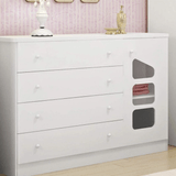 Cômoda Infantil Eloísa 1 Porta E 4 Gavetas Com Cabideiro 100% Mdf Cor Branco - Phoenix Baby