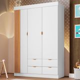 Guarda Roupa Infantil Ayla 3 Portas 4 Gavetas 100%mdf Cor Branco Acetinado - Phoenix