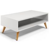 Mesa De Centro Para Sala De Estar Pés Palito Cannes L03 Branco