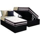 Cama Box Baú Solteiro: Colchão Ortopédico Anjos D45 - Ep Stare + Base Crc Suede Black(88x188)