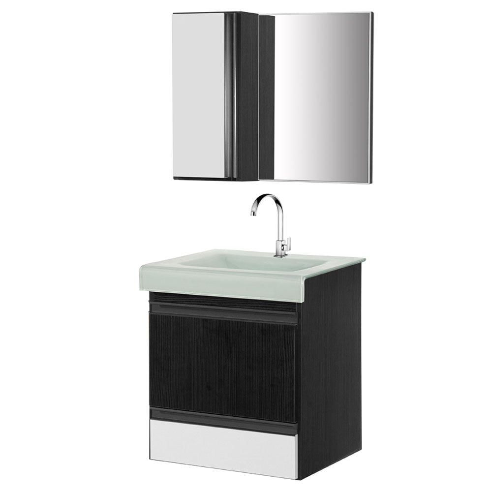 Gabinete De Banheiro Com Espelheira Kit Natal 50cm Cor:nero-branco