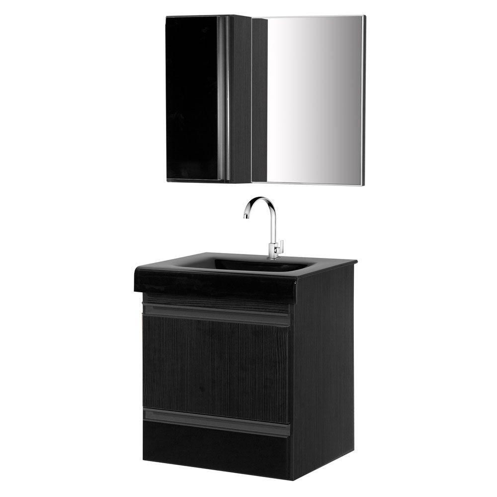 Gabinete De Banheiro Com Espelheira Kit Natal 50cm Cor:nero-preto