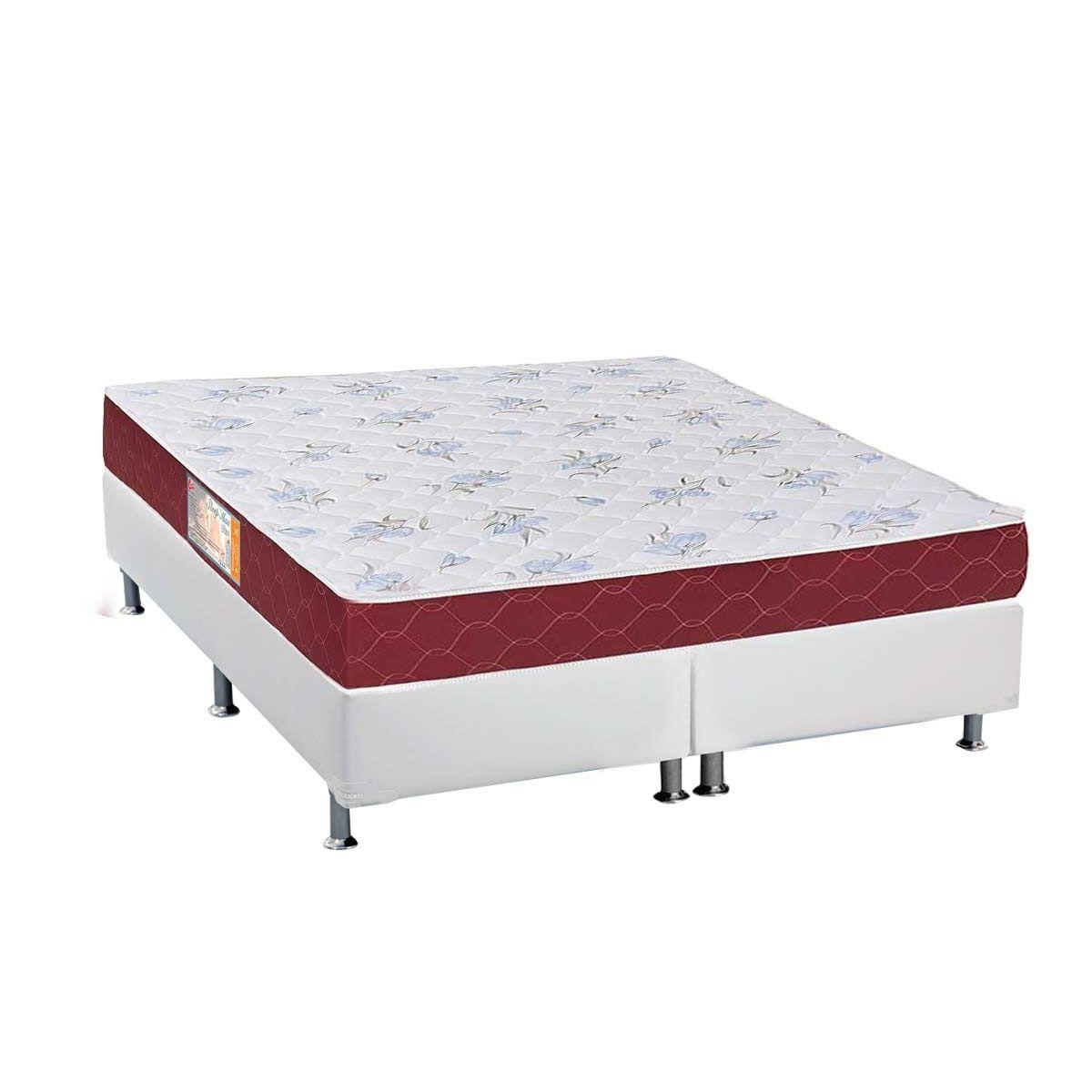 Cama Box Queen Colchao Espuma Castor Sleep Max Base Crc Courano White 158x198