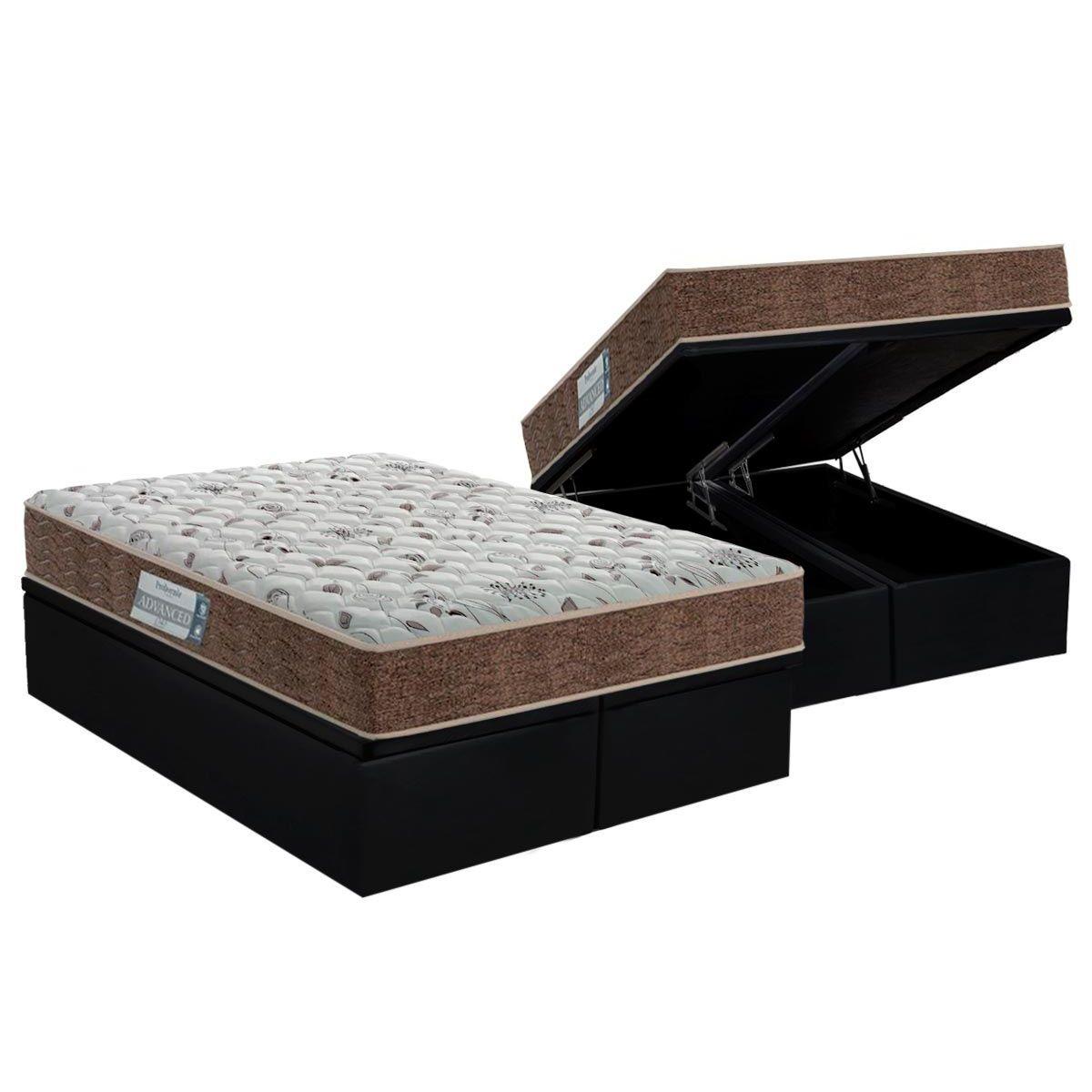 Cama Box Bau Queen Colchao Espuma D45 Probel Prodormir Advanced Double Face Base Crc Suede Black 158x198