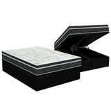 Cama Box Bau Queen Colchao Molas Bonnel Orthoflex Venezia Base Crc Courano Black 158x198