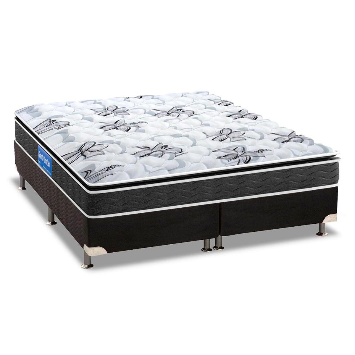 Cama Box King Colchao Ortopedico Probel Guarda Costas Extra Firme Base Crc Suede Black 193x203