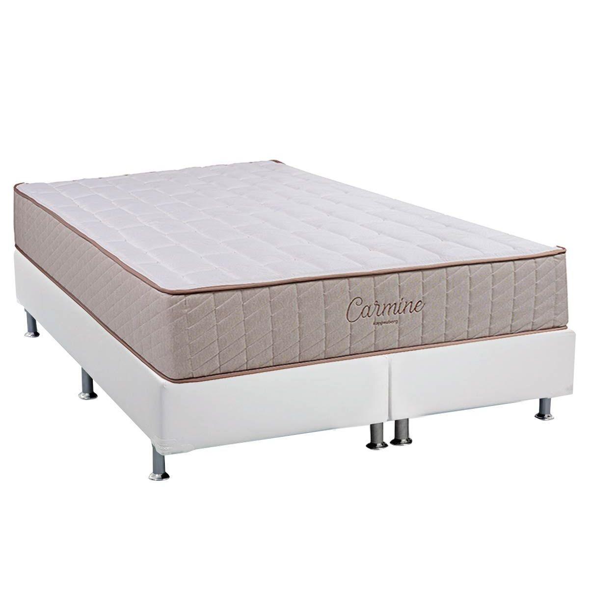 Cama Box Queen Colchao Anatomico Kappesberg D33 Ep Carmine Base Crc Courano White 158x198