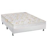 Cama Box Casal Colchao Espuma Castor D28 Sleep Max Base Crc Courano White 138x188