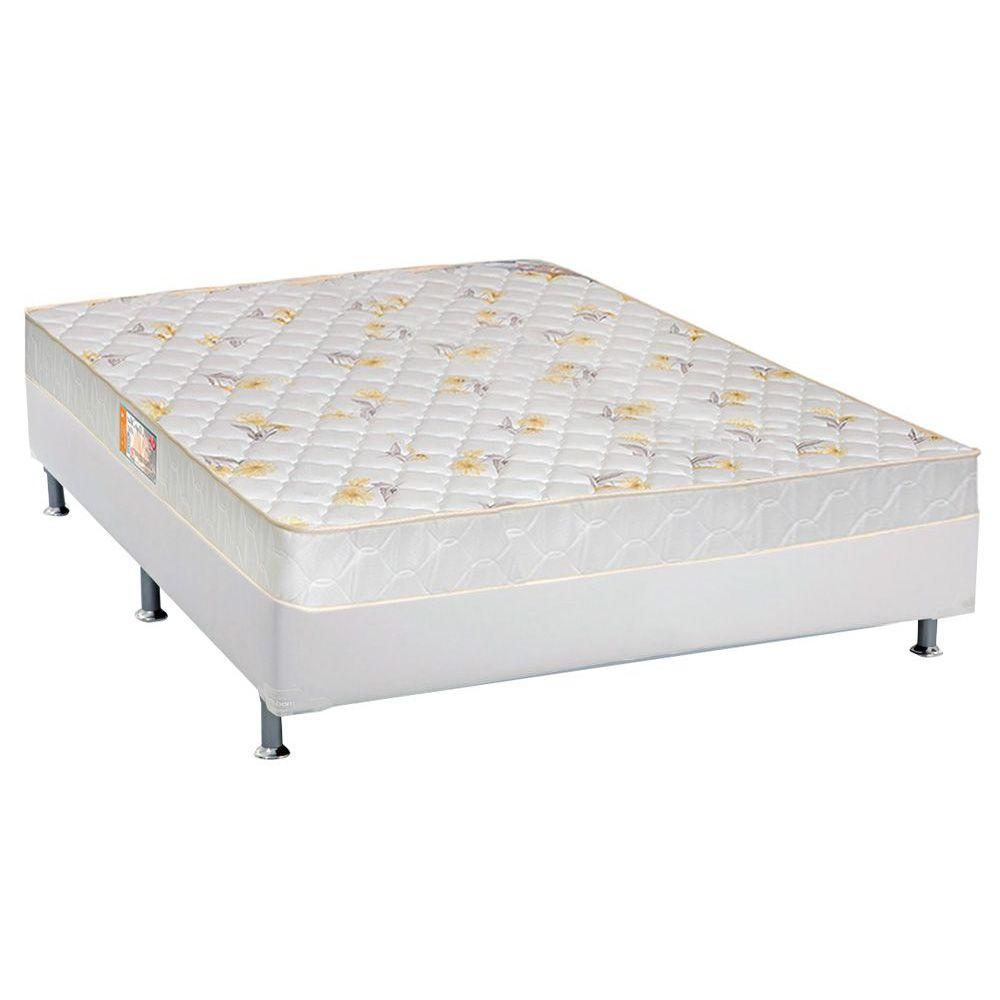 Cama Box Casal Colchao Espuma Castor D28 Sleep Max Base Crc Courano White 138x188