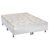 Cama Box Queen Colchao Espuma Castor D28 Sleep Max Base Crc Courano White 158x198