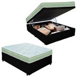 Cama Box Baú Casal Sintético + Colchão Castor Espuma D33 Sleep Max 138x188x67 Cor:preto