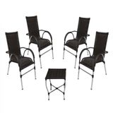 Jogo 4 Cadeiras E Mesa E Jardim Trama Original Preto