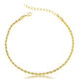 Tornozeleira Cordão Baiano 2,5mm Banhada A Ouro 18k 20cm