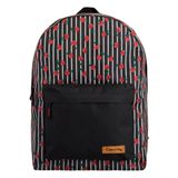 Bolsa Mochila Escolar Preto &amp; Branco Com Cereja Feminina