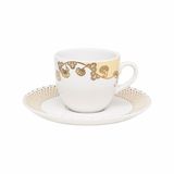 Kit 2 Xícaras Cafézinho Coup Golden Oxford Porcelana Borda Em Ouro 75ml