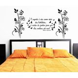 Adesivo Decorativo de Parede 2 Floral e Frase e Borboleta