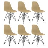 Conjunto 6 Cadeiras Eames Pp Fendi Eiffel Base Preta