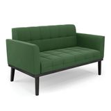 Poltrona Namoradeira Decorativa Pés Fixo Em Madeira Preto Suede Verde