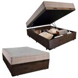 Cama Box Baú Casal Suede + Colchão Sereneprime Molas Ensacadas 138x188x69 Marrom