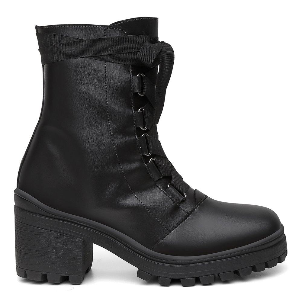 Bota Feminina Bico Fino Salto + Bolsa Carteira Moderna Kit Preto 35