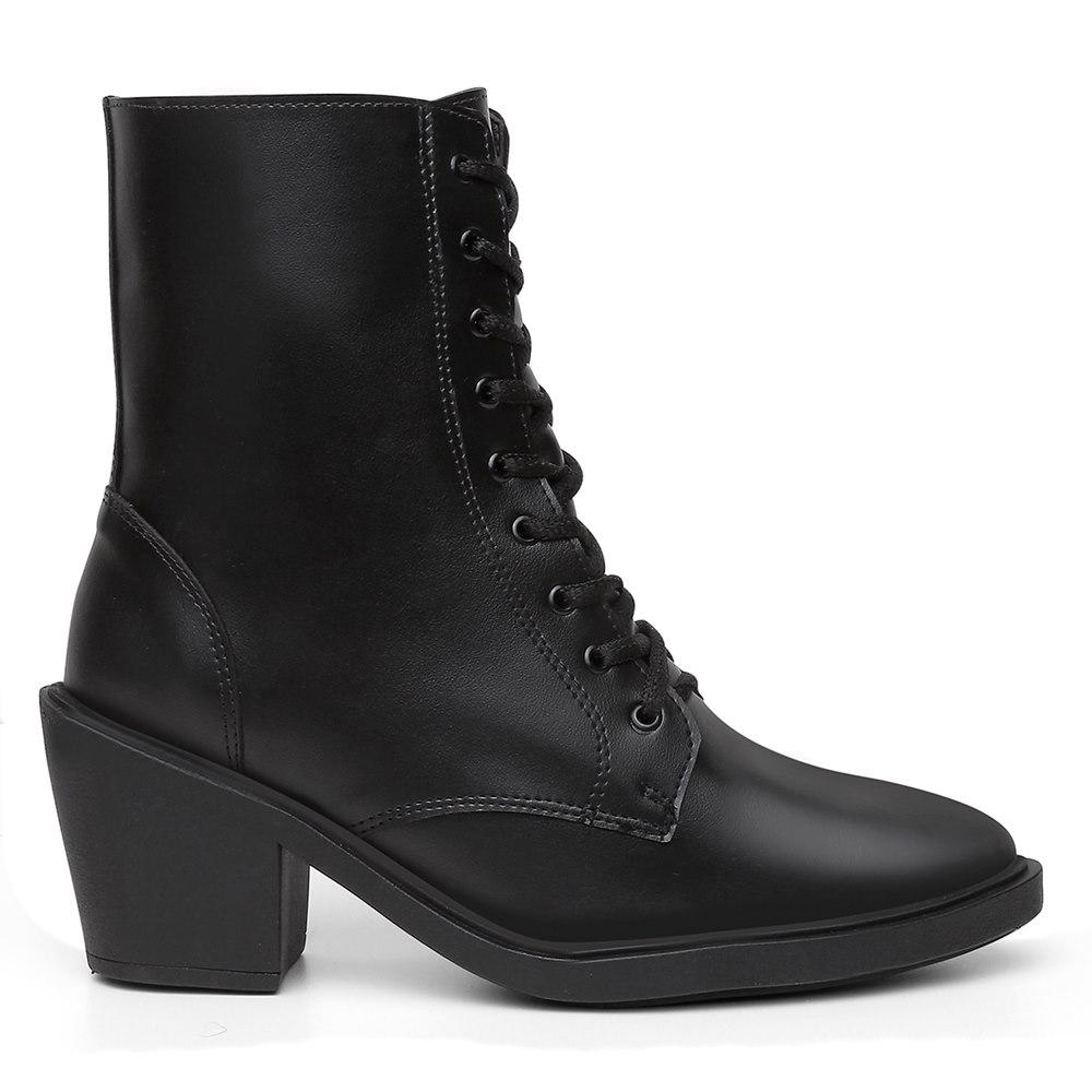 Bota Feminina Coturno Cano Baixo + Bolsa Roma Moderna Preto 36