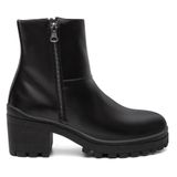 Bota Feminina Cano Curto Zíper Casual + Bolsa Carteira Kit 2 Preto 35