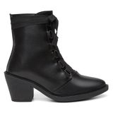 Bota Feminina Cano Curto Bico Fino + Bolsa Carteira Moderna Preto 36