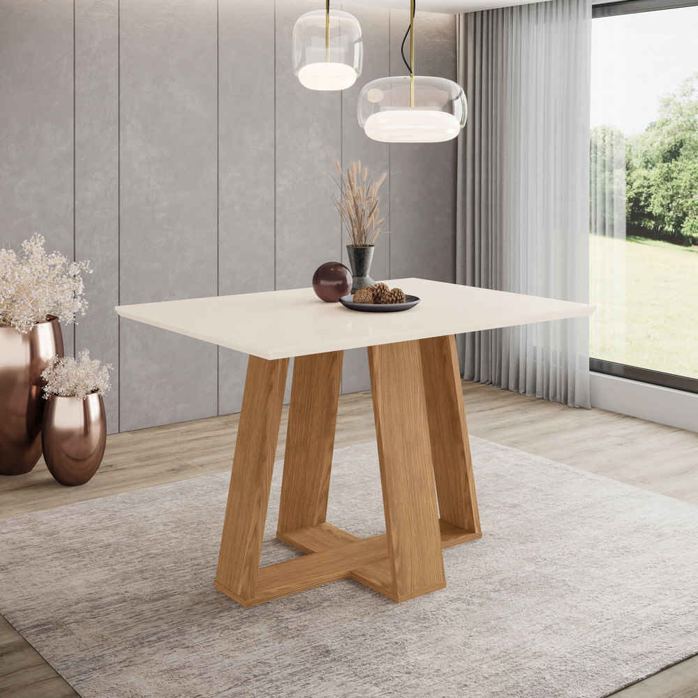 Mesa De Jantar 4 Lugares 1,2m Tampo Mdf Canto Reto Lins Henn