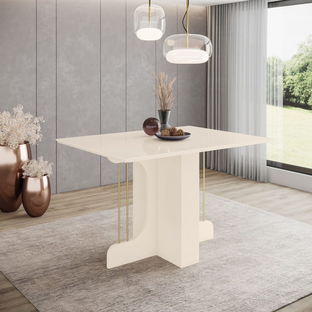 Mesa De Jantar 4 Lugares 1,2m Tampo Mdf Canto Reto Mavi Henn