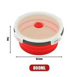 Lancheira Redonda De Silicone Tigela Dobrável De Microondas Red-800ml