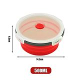 Lancheira Redonda De Silicone Tigela Dobrável De Microondas Red-500ml