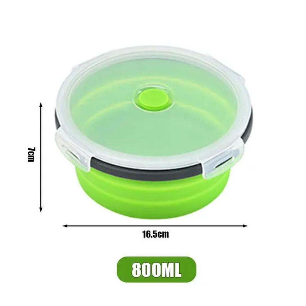 Lancheira Redonda De Silicone Tigela Dobrável De Microondas Verde-800ml