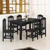 Conjunto Mesa Com 6 Cadeiras Em Madeira Maciça 160cm Preto Olivia Shop Jm