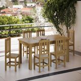 Conjunto Mesa Com 6 Cadeiras Em Madeira Maciça 160cm Nogueira Stone Shop Jm