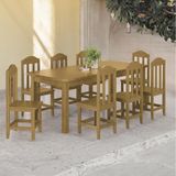 Conjunto Mesa Com 8 Cadeiras Em Madeira Maciça 200cm Nogueira Olivia Shop Jm